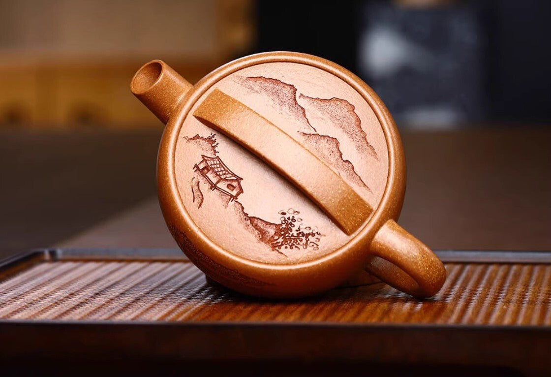 200cc chinese Yixing Handmade Zisha teapot JiangPoNi YiPian Wa Gongfu Tea Pot