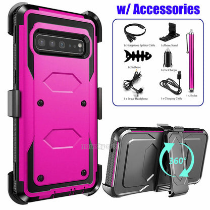 For Samsung Galaxy S10 5G Heavy Duty Clip Holder Belt Case Cover, w/ Accessories