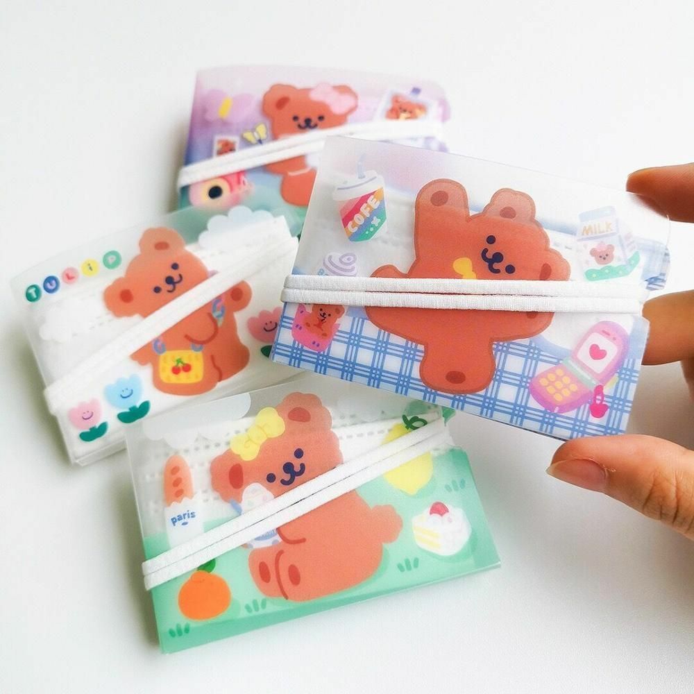 Fold Pockets 8pcs/Set Bear Household Storage Bag Cartoon Coin Purse Mask Storage