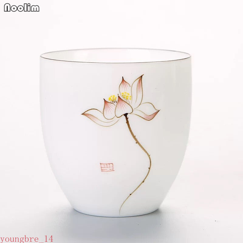 Jingdezhen Hand Painted Lotus Pine Ceramic Master Tea Cup Office Kung Fu Teacups