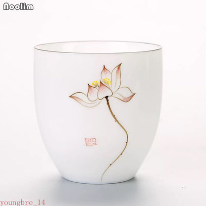 Jingdezhen Hand Painted Lotus Pine Ceramic Master Tea Cup Office Kung Fu Teacups
