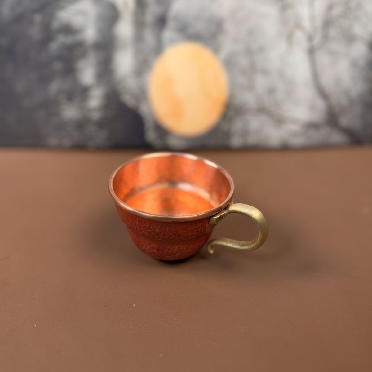 100ml Retro Red Copper Cup 2.76×1.97in Hand Forged Gold Hook Tea Cup