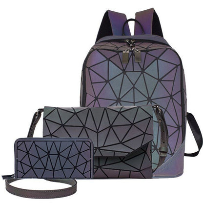 Luminous Bag Sequin Set Shoulder Bags School Backpack Holographic Purse Softback