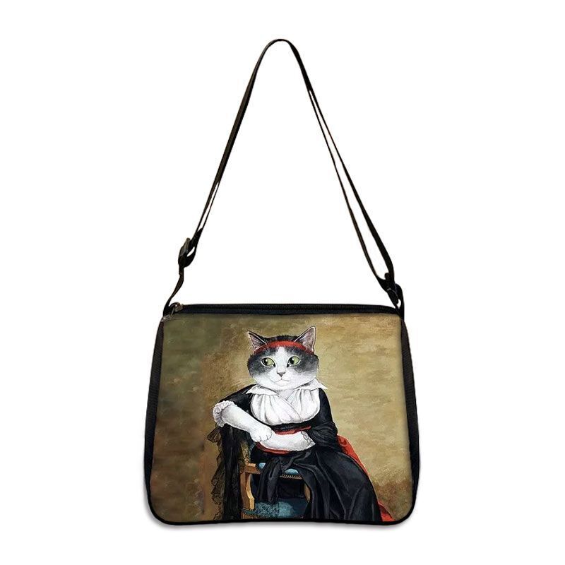 Funny Cat Cosplay Messenger Bag Handbag Canvas Underarm Shoulder Bags Crossbody