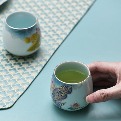 One Pair Tea Cup Porcelain Double Cup Chinese Handmade Celadon Master Cup 150ml