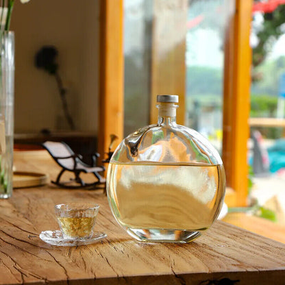 Sealed Glass Bottle Vodka Whisky Fruit Wine Green Plum Round Hip Flask 250 500ml