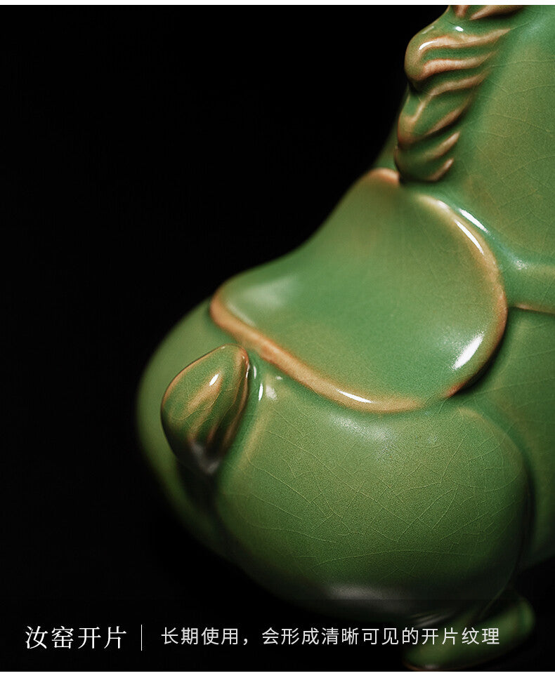 Ruyao Ceramic Green Horse Tea Pet Decoration Tea Play Creative Tea Ceremony
