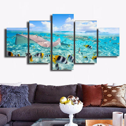 5 Pieces Underwater world Canvas Wall Art Poster and Print Living Room No Framed