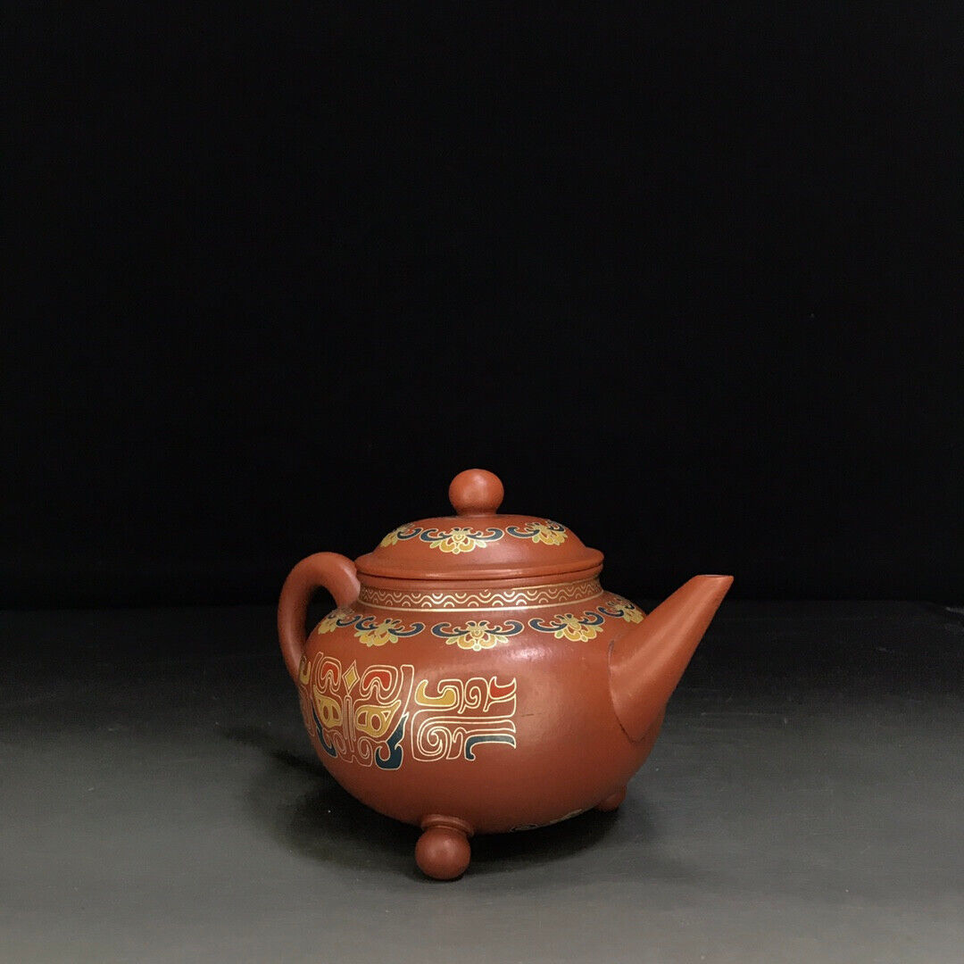 Chinese Yixing Zisha Clay Handmade Exquisite Teapot （三足水平壶 底款：柏原（清））