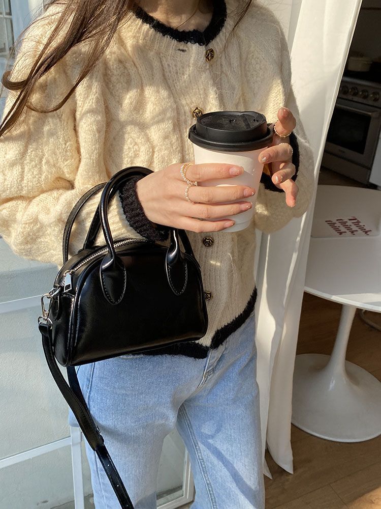 Pink Synthetic Tote Bag Cute Versatile One-shoulder Crossbody Bag Small Handbag