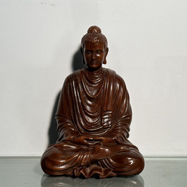 Vintage Chinese Wood Ornaments Boxwood Carving Tathagata Buddha Statue Sculpture