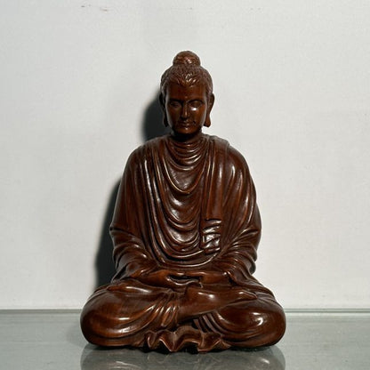Vintage Chinese Wood Ornaments Boxwood Carving Tathagata Buddha Statue Sculpture
