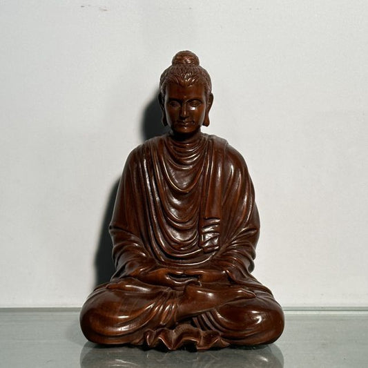 Vintage Chinese Wood Ornaments Boxwood Carving Tathagata Buddha Statue Sculpture