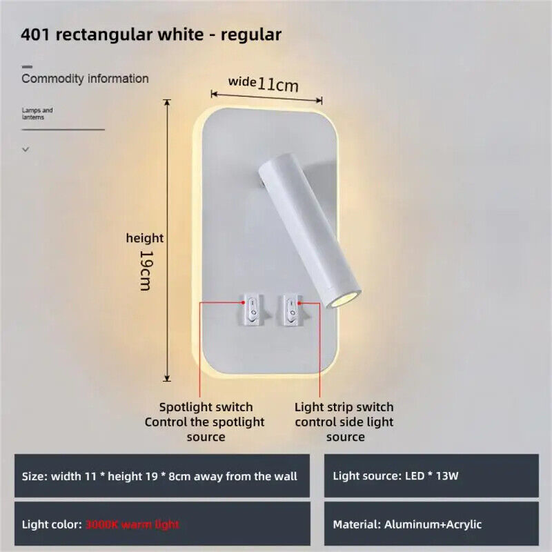 Wall Lamp USB Minimalist Hotel Interior LED Reading Lights Corridor Bedroom 220V