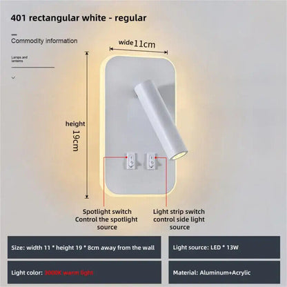 Wall Lamp USB Minimalist Hotel Interior LED Reading Lights Corridor Bedroom 220V
