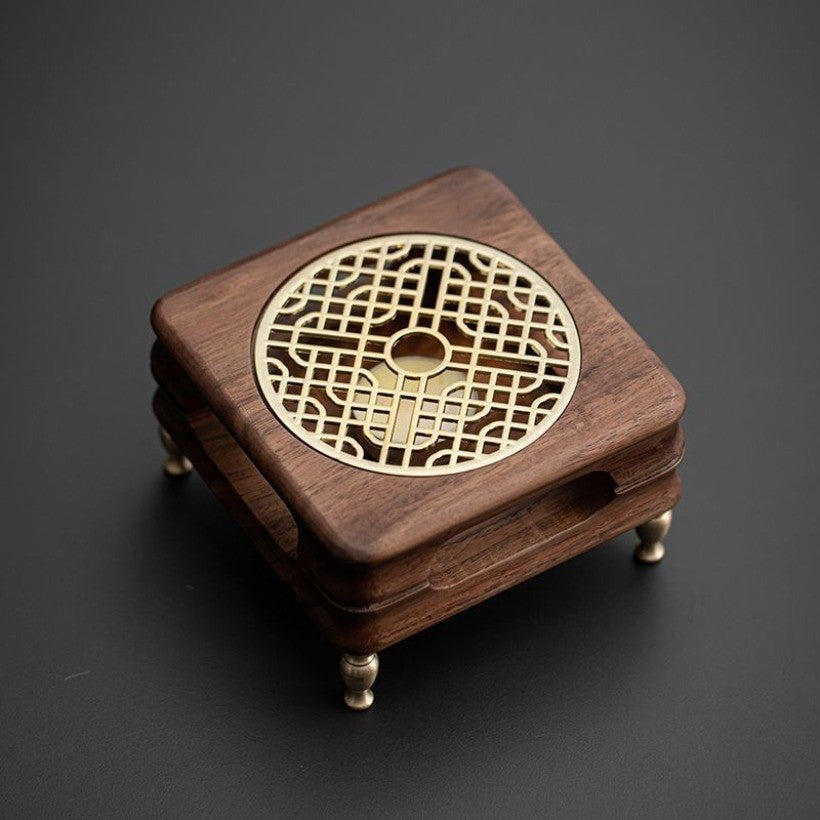 Black Walnut Tea Warmer Candle Heated Stove Teapot Warmer for Flower Tea