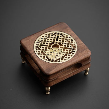 Black Walnut Tea Warmer Candle Heated Stove Teapot Warmer for Flower Tea