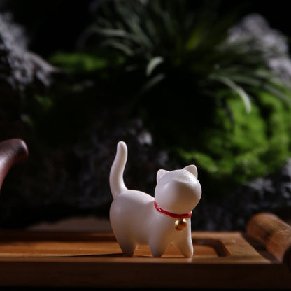 Lovely Porcelain Cat Tea Pet Microlandschaft Decoration Lovely Animal Tea Play