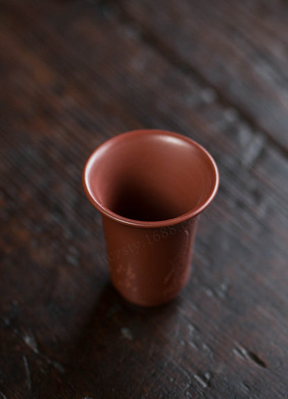 On Sales Chinese True Yixing Zisha Dahongpao Clay Tea Cup Orchid Carved Cup 80ml