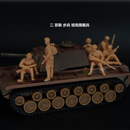 1/72 1/64 1/87 WWII Soviet Infantry Tank Crew 6-persons Unpainted Model Toys