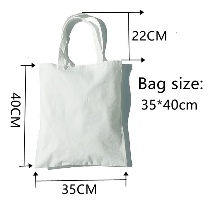 Canvas Tote Shoulder Bag Student Teacher Large Square Purse White / Black Pouch