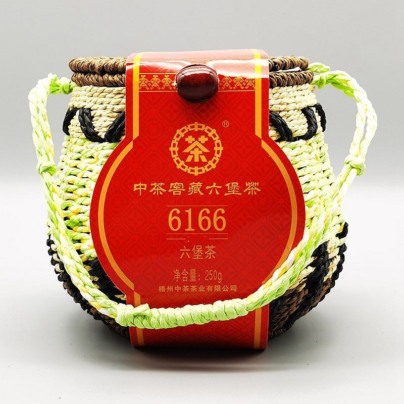 CHINA TEA 6166 Aged Wuzhou Dark Tea Liu Pao Hei Cha Liu Bao Black In Basket 250g