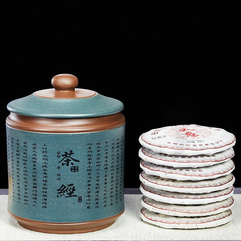 True Yixing Zisha Tea Canister For Pu'er Tea Cake Sealed Storage With Lid Carved