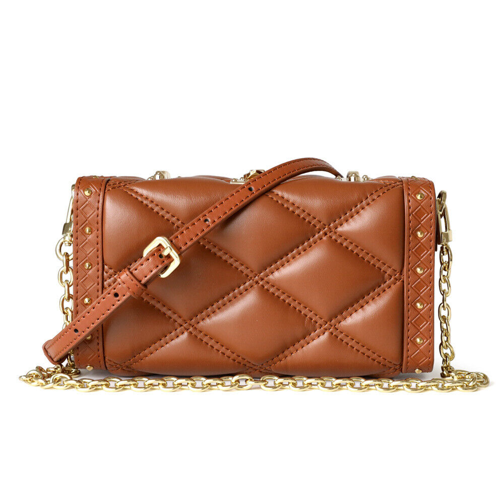 Small Mini Quilted Lambskin Leather Clutch Box Case Shoulder Bag Purse w/ Chain