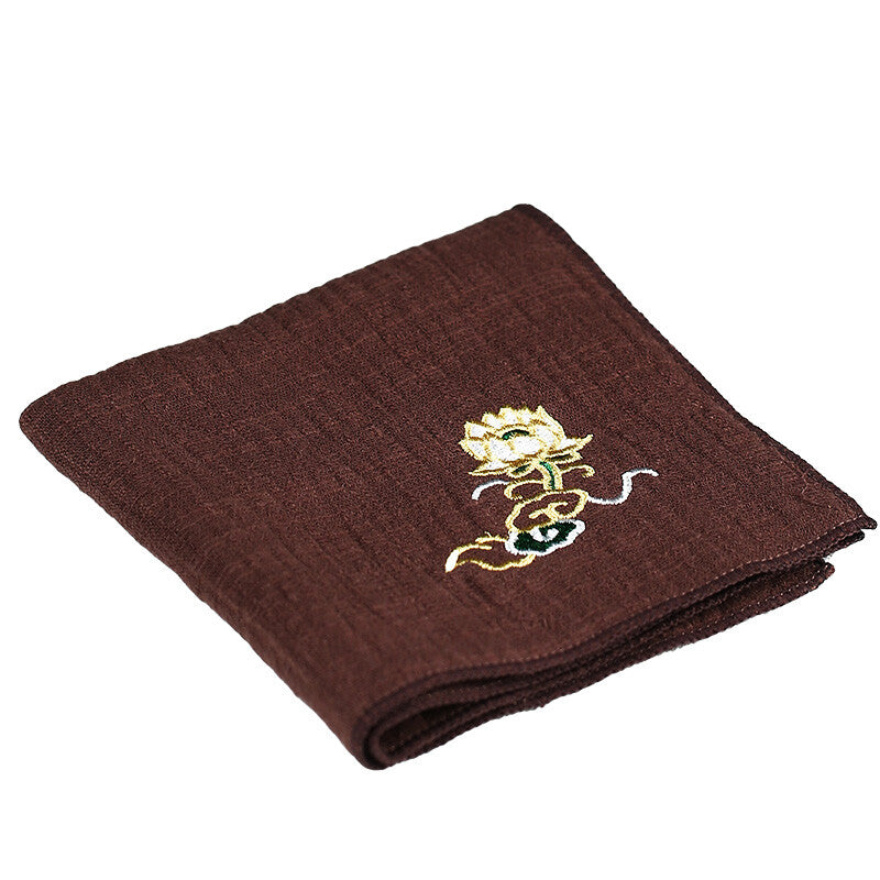 Tea Towel Square Cloth For Tea Set Water Absorbent Cotton Linen Embroidered New