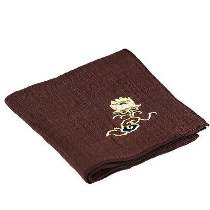 Tea Towel Square Cloth For Tea Set Water Absorbent Cotton Linen Embroidered New