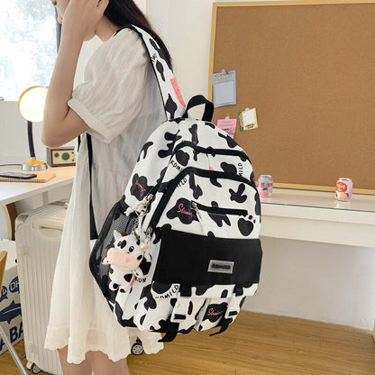 Large Capacity Cow Grain Bag Mesh Backpack Leisure Students Schoolbag 44*18*31CM