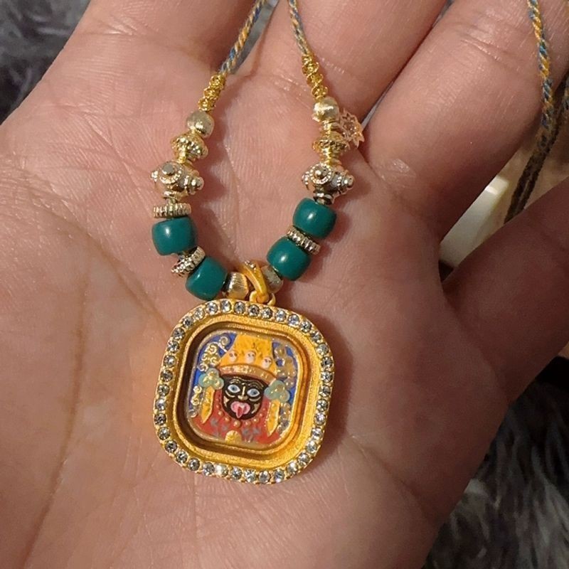 Tibetan Zajilamu Thangka Pendant Handwoven Necklace