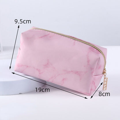 Marble Pattern Cosmetic Bag Toiletries Storage Handbag Waterproof Makeup Cases