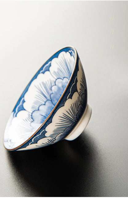 85ml Chinese Retro Porcelain Cone Teacup Scaling Hand Painted Ceramic Tea Bowl
