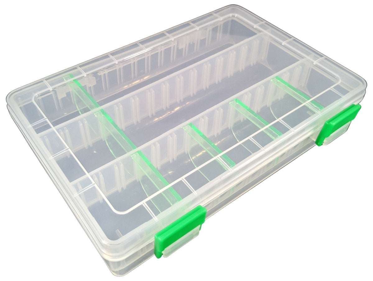 Small Parts Storage Box with 6 Removable Dividers, 8" x 5.3" x 1.5", RoHS