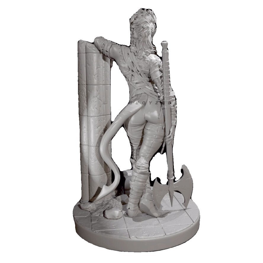 1/24 resin figure model Axe Beast Woman 3D printing unassembled unpainted