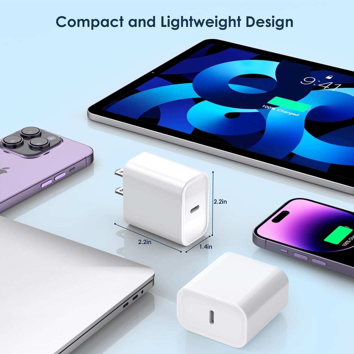 USB C Fast Charger Cube 20W PD Adapter for iPhone 16/16Pro Max/16Plus/15/14 Lot