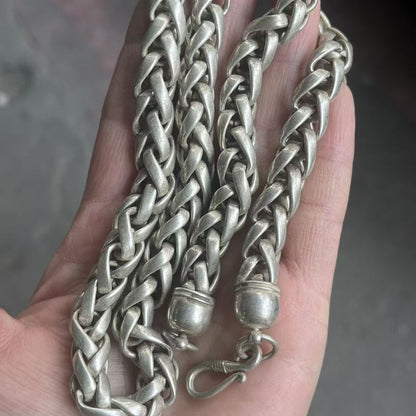 Vintage Miao Silver Handwoven Necklace Ethnic Folk Silver Jewelry