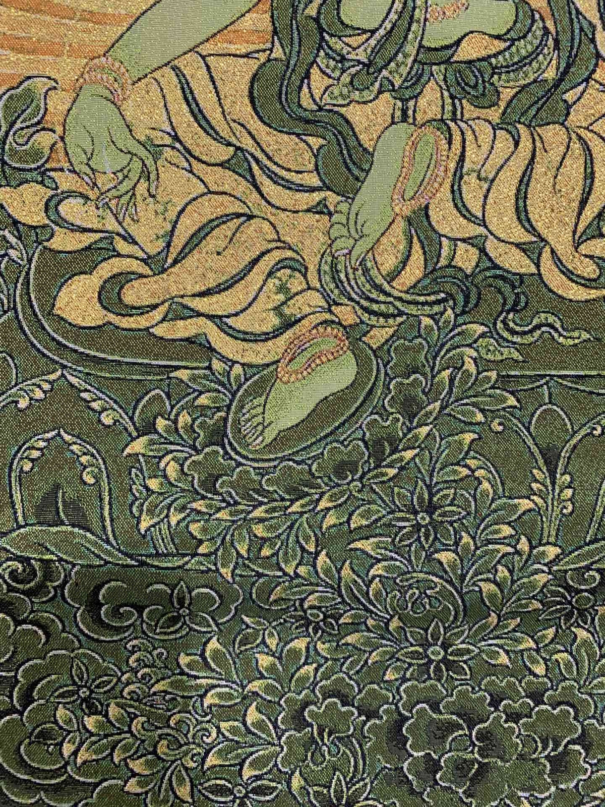 36"Tibet Tibetan Cloth Silk Buddhism Green Tara Guanyin Tangka Thangka Mural 075