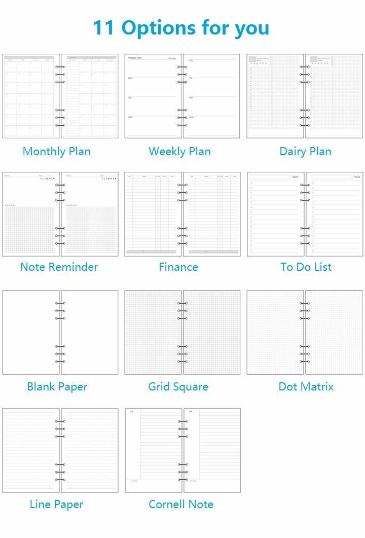 Notebook A5 A6 A7 Loose Leaf Refill Spiral Bind Planner Inner Page Inside Paper