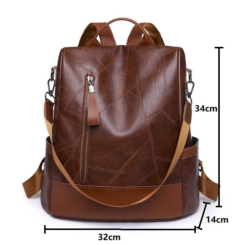 Women's Ladies Leather Backpack Anti-theft Rucksack Girl's Travel Shoulder Bag