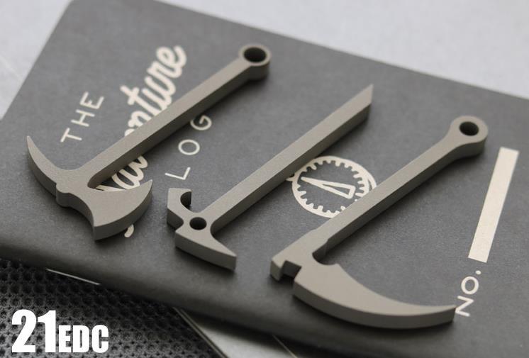EDC Titanium Multifunctional Crowbar Axe Bottle Opener Keychain Necklace Pendant