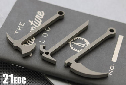 EDC Titanium Multifunctional Crowbar Axe Bottle Opener Keychain Necklace Pendant