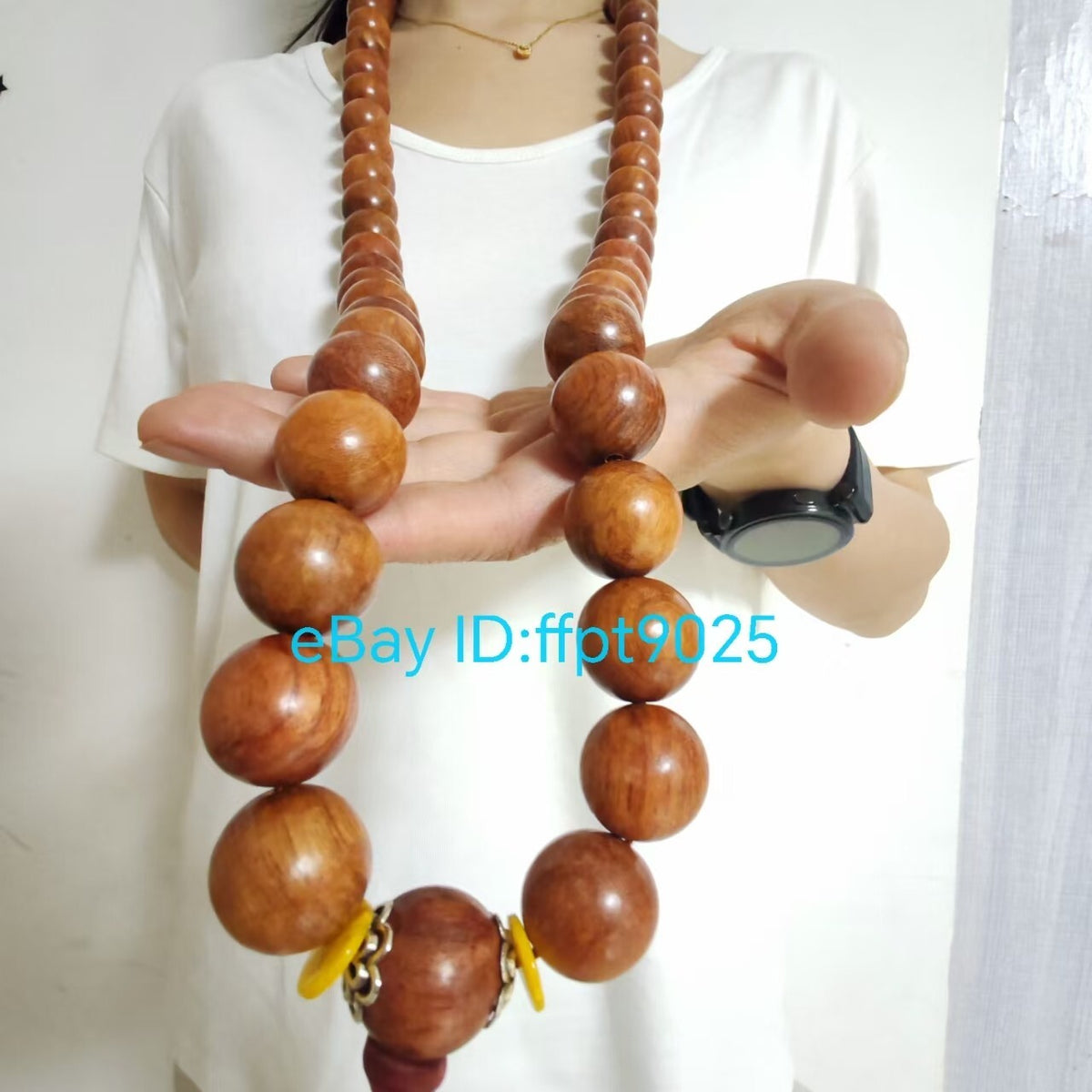 20mm*59 Natural Wood Prayer Beads Shaolin Temple Buddha Blessing Lucky Necklace