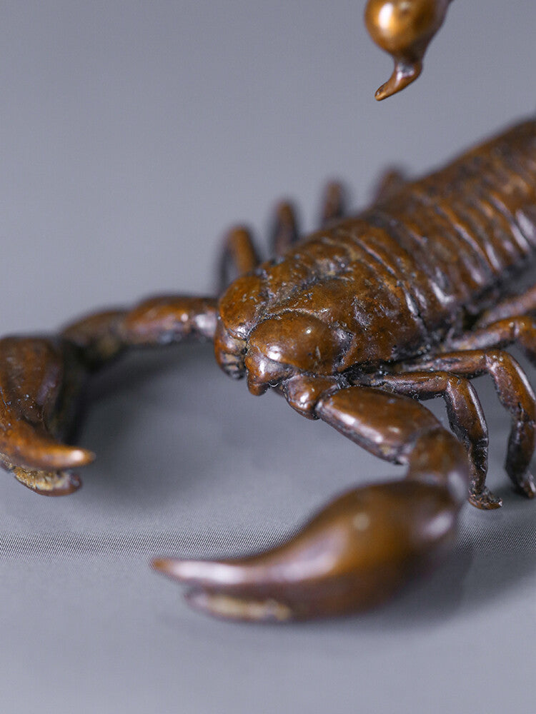 2.04" Solid Brass Scorpion Statue Animal Figurines Tea Pet Decor