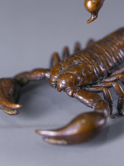 2.04" Solid Brass Scorpion Statue Animal Figurines Tea Pet Decor