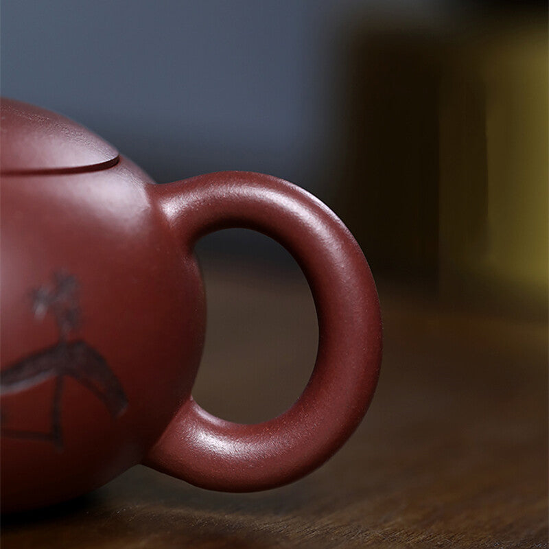 True Yixing Zisha Tea Pot flat xishi pot Marked Master Handmade Chinese tea pots