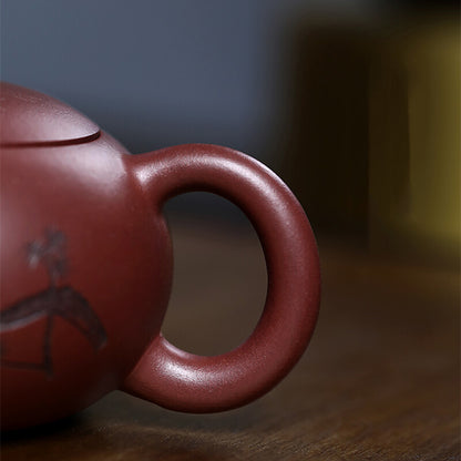 True Yixing Zisha Tea Pot flat xishi pot Marked Master Handmade Chinese tea pots