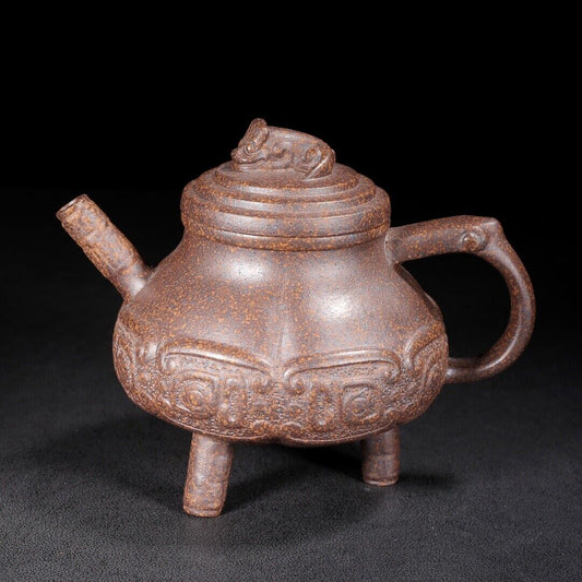 Vintage Chinese Yixing Purple Clay Teapot Zisha Ceremony Carving Collectible Art