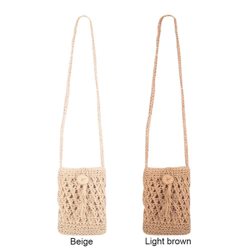 Handmade Rattan Woven Handbag Straw Knitted Messenger Bag Beach Purse 20*12 CM